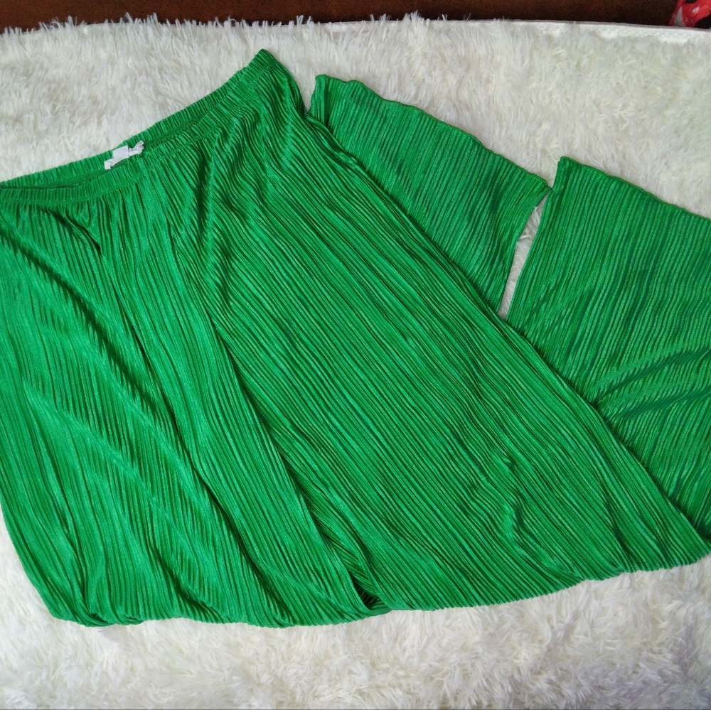 Good American Always Fits Wide Leg Plisse Pants Size 3/4 - Picture 4 of 10